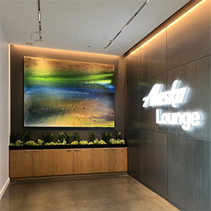 Alaska Airlines Lounge with painting